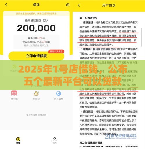 2025年1号店借钱，公布五个最新平台可以贷款
