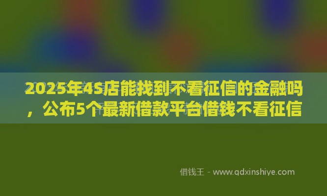 2025年4S店能找到不看征信的金融吗，公布5个最新借款平台借钱不看征信
