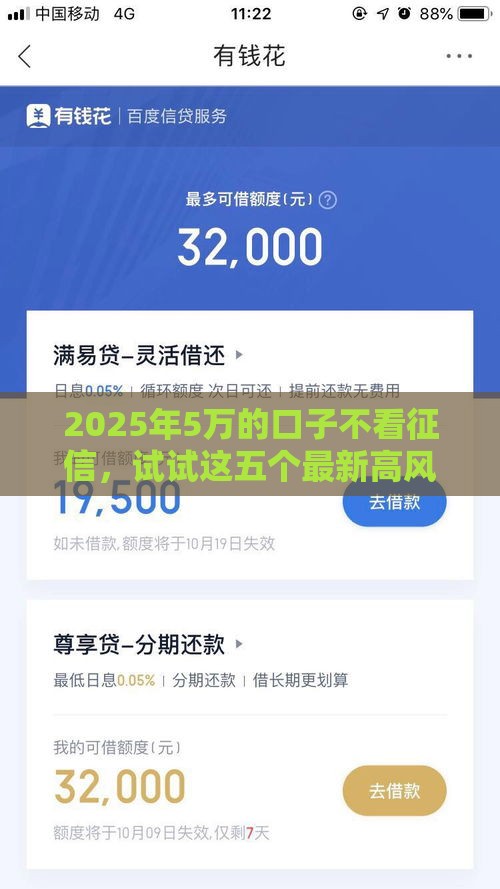 2025年5万的口子不看征信，试试这五个最新高风险下款口子