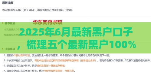 2025年6月最新黑户口子，梳理五个最新黑户100%能下款的平台