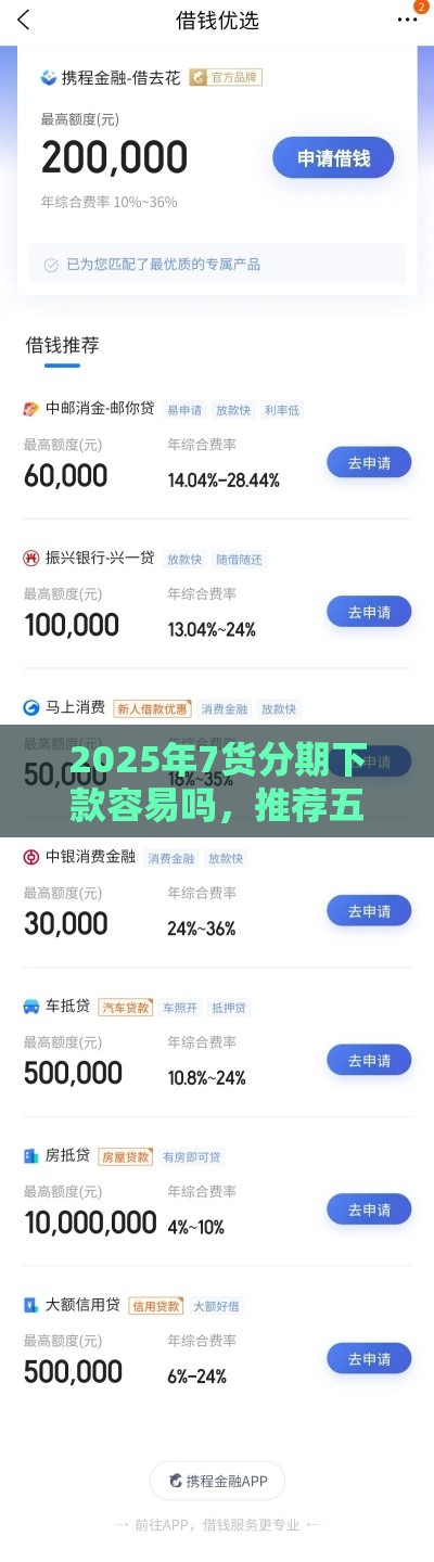2025年7货分期下款容易吗，推荐五个最新秒过的贷款平台