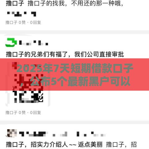2025年7天短期借款口子，公布5个最新黑户可以贷款的口子