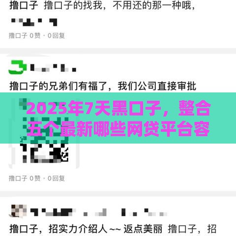 2025年7天黑口子，整合五个最新哪些网贷平台容易贷款