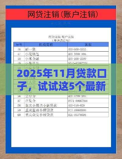 2025年11月贷款口子，试试这5个最新贷款平台怎么注销