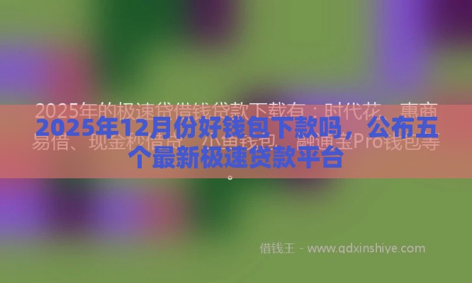 2025年12月份好钱包下款吗，公布五个最新极速贷款平台