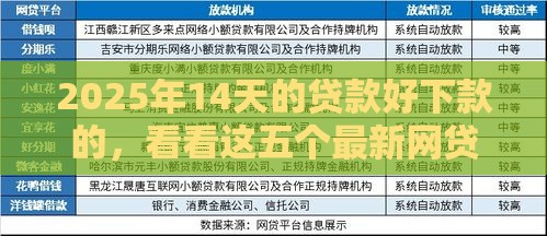 2025年14天的贷款好下款的，看看这五个最新网贷平台可以借钱