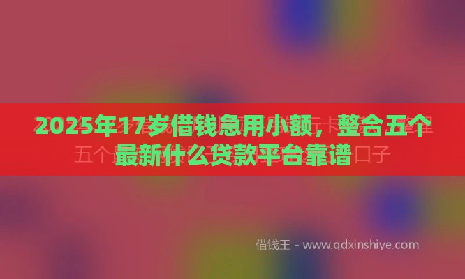 2025年17岁借钱急用小额，整合五个最新什么贷款平台靠谱