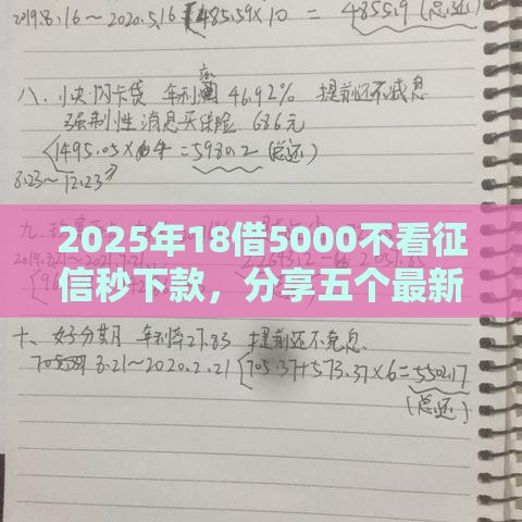 2025年18借5000不看征信秒下款，分享五个最新平台不看负债和征信可以借到钱