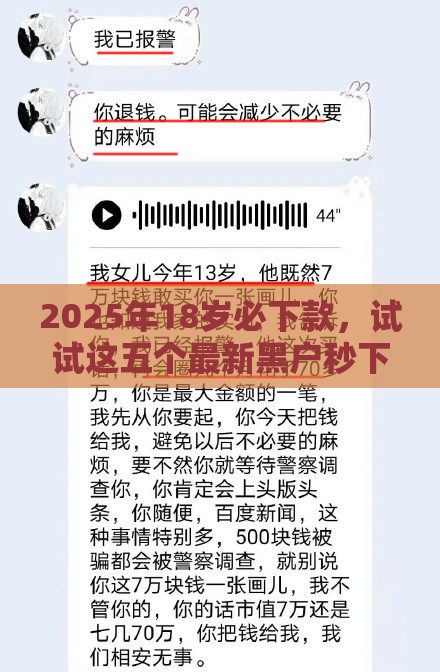 2025年18岁必下款，试试这五个最新黑户秒下款的高炮口子