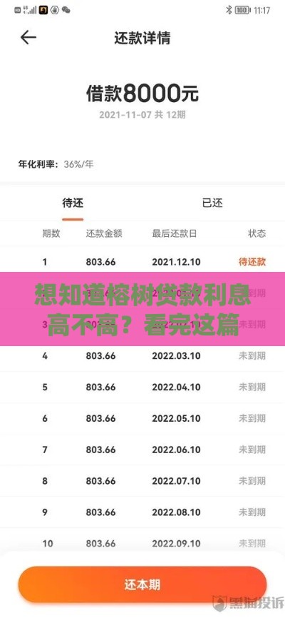 想知道榕树贷款利息高不高？看完这篇你就懂了