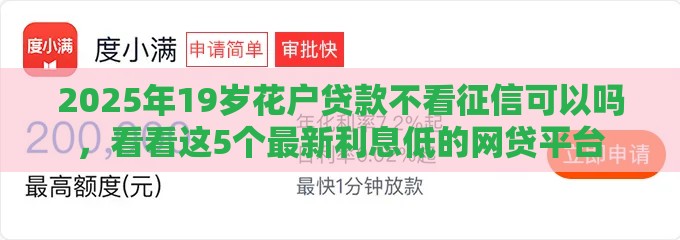 2025年19岁花户贷款不看征信可以吗，看看这5个最新利息低的网贷平台