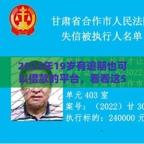 2025年19岁有逾期也可以借款的平台，看看这5个最新平台可以贷款
