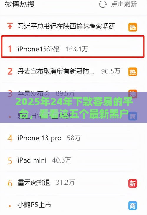 2025年24年下款容易的平台，看看这五个最新黑户高炮口子下款的2025