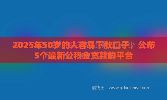 2025年50岁的人容易下款口子，公布5个最新公积金贷款的平台