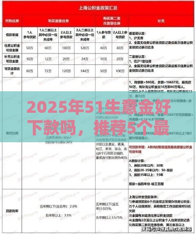 2025年51生意金好下款吗，推荐5个最新上海网贷平台