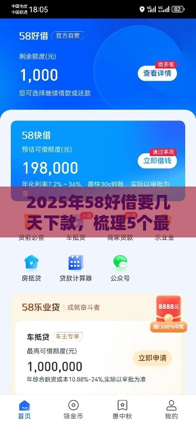 2025年58好借要几天下款，梳理5个最新电商贷款平台