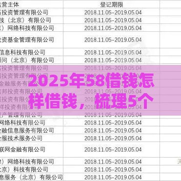 2025年58借钱怎样借钱，梳理5个最新网贷平台借钱利息低