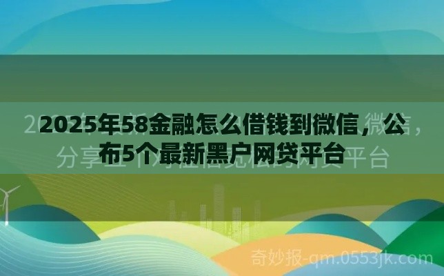 2025年58金融怎么借钱到微信，公布5个最新黑户网贷平台