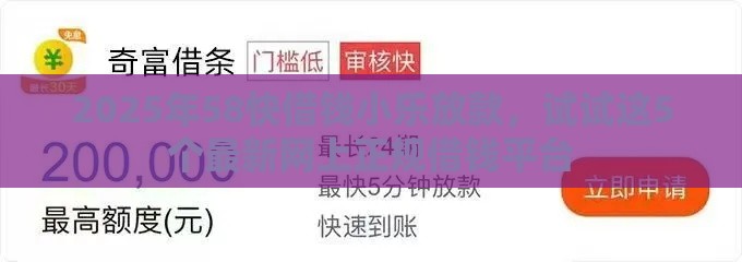 2025年58快借钱小乐放款，试试这5个最新网上正规借钱平台