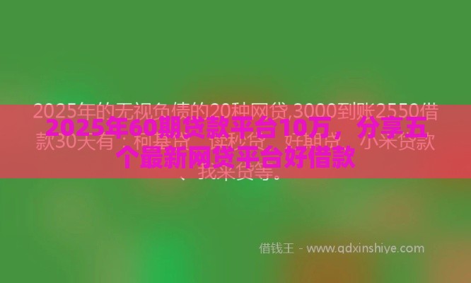 2025年60期贷款平台10万，分享五个最新网贷平台好借款
