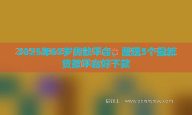2025年65岁贷款平台，整理5个最新贷款平台好下款