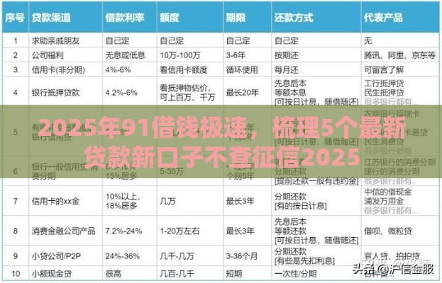 2025年91借钱极速，梳理5个最新贷款新口子不查征信2025