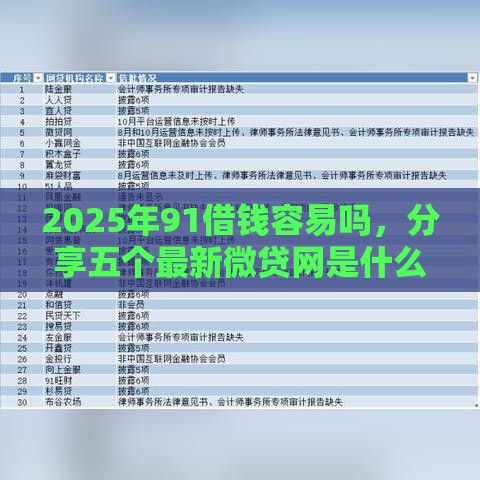 2025年91借钱容易吗，分享五个最新微贷网是什么网贷平台