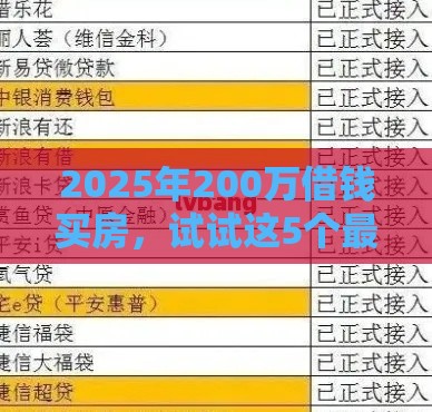 2025年200万借钱买房，试试这5个最新网贷平台逾期