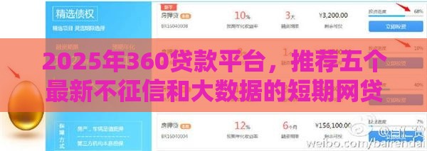 2025年360贷款平台，推荐五个最新不征信和大数据的短期网贷适合58岁的平台