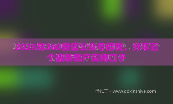 2025年360微信公众号借钱，分享五个最新黑户高炮口子