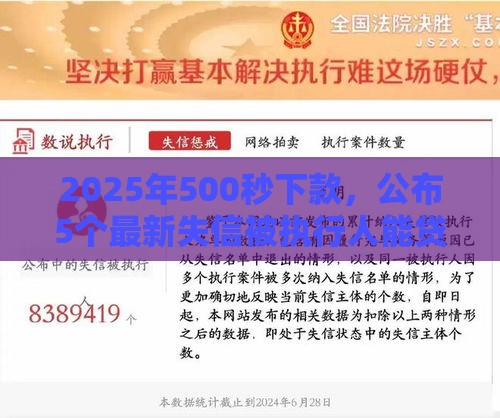 2025年500秒下款，公布5个最新失信被执行人能贷款的口子
