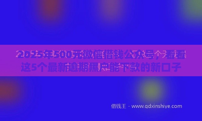 2025年500元微信借钱公众号，看看这5个最新逾期黑户能下款的新口子