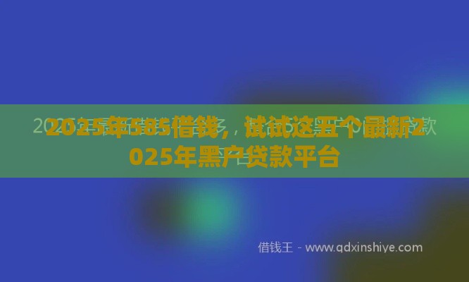 2025年585借钱，试试这五个最新2025年黑户贷款平台