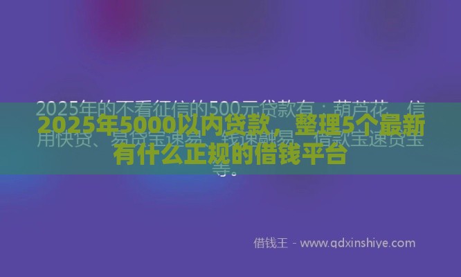 2025年5000以内贷款，整理5个最新有什么正规的借钱平台