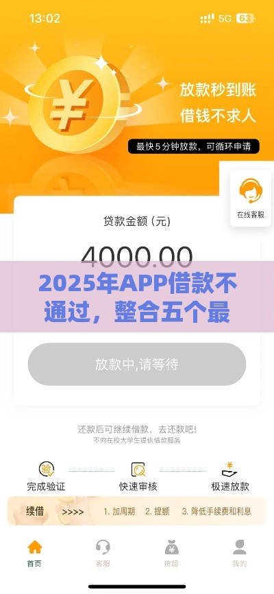 2025年APP借款不通过，整合五个最新不审核直接放款1000的口子