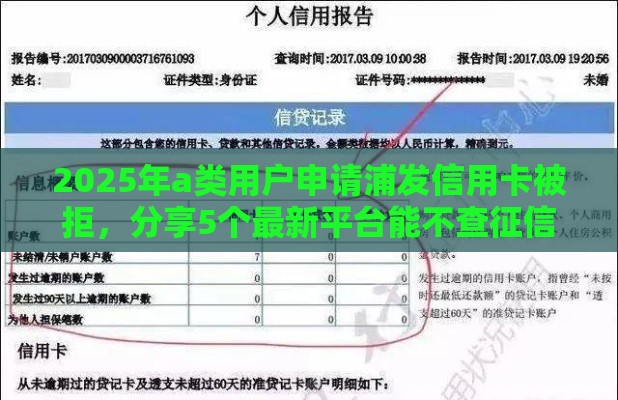2025年a类用户申请浦发信用卡被拒，分享5个最新平台能不查征信直接看出来借款额度