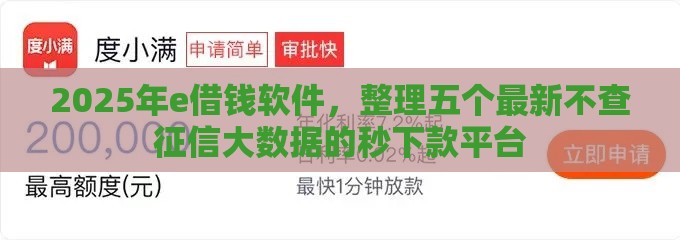 2025年e借钱软件，整理五个最新不查征信大数据的秒下款平台