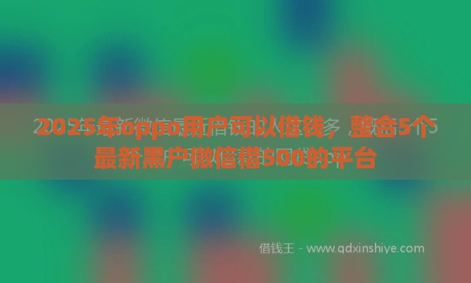 2025年oppo用户可以借钱，整合5个最新黑户微信借500的平台