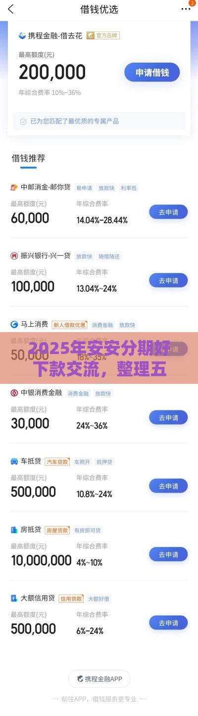 2025年安安分期好下款交流，整理五个最新好借钱平台