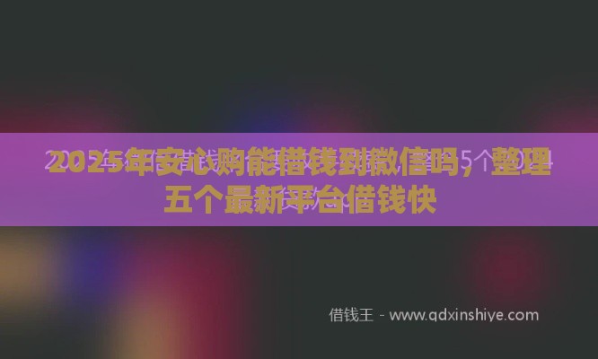 2025年安心购能借钱到微信吗，整理五个最新平台借钱快