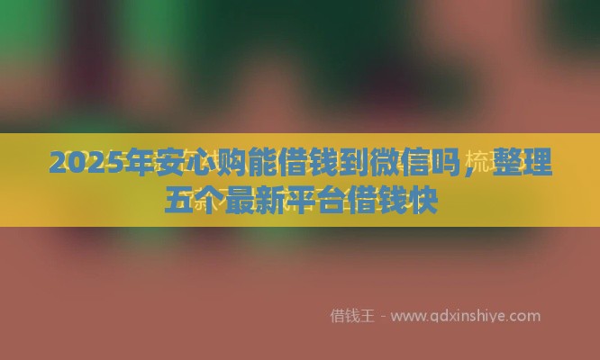 2025年安心购能借钱到微信吗，整理五个最新平台借钱快
