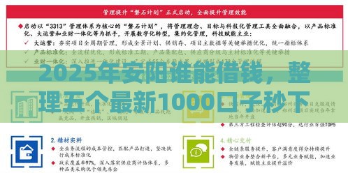 2025年安阳谁能借钱，整理五个最新1000口子秒下