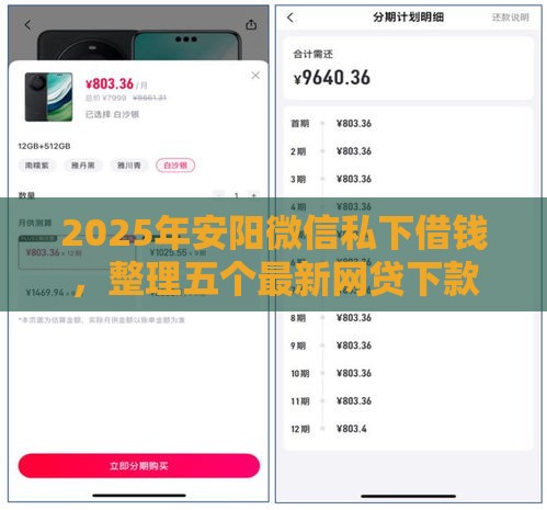 2025年安阳微信私下借钱，整理五个最新网贷下款口子