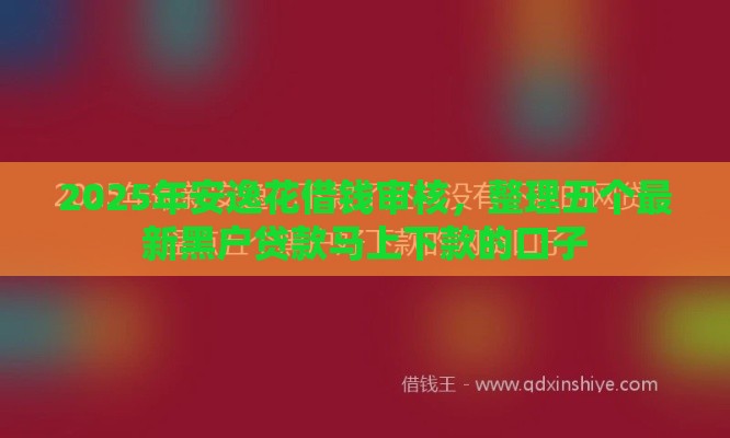 2025年安逸花借钱审核，整理五个最新黑户贷款马上下款的口子