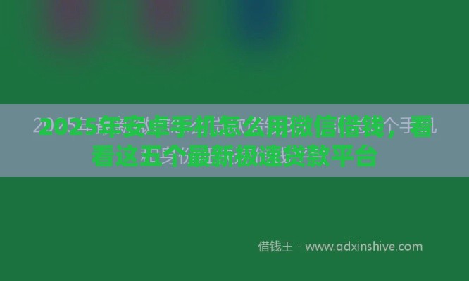 2025年安卓手机怎么用微信借钱，看看这五个最新极速贷款平台