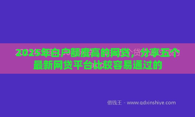 2025年白户额度高的网贷，分享五个最新网贷平台比较容易通过的