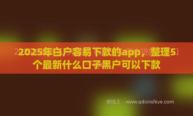 2025年白户容易下款的app，整理5个最新什么口子黑户可以下款