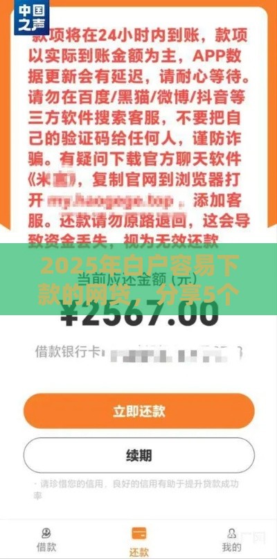 2025年白户容易下款的网贷，分享5个最新黑平台贷款