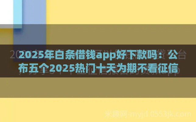 2025年白条借钱app好下款吗：公布五个2025热门十天为期不看征信借钱平台