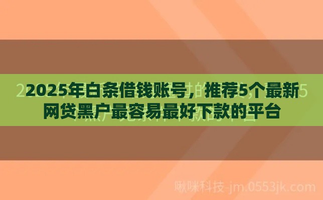 2025年白条借钱账号，推荐5个最新网贷黑户最容易最好下款的平台